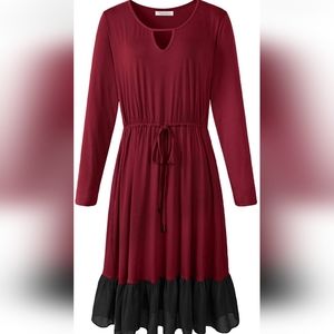 Aupyeo Knee-length Ruffle hem dress